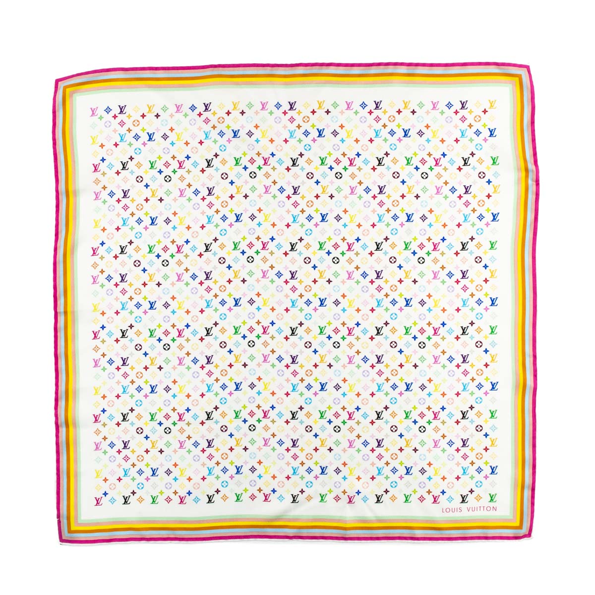 Louis Vuitton White Monogram Multicolor Silk Scarf - Love that Bag etc - Preowned Authentic Designer Handbags & Preloved Fashions