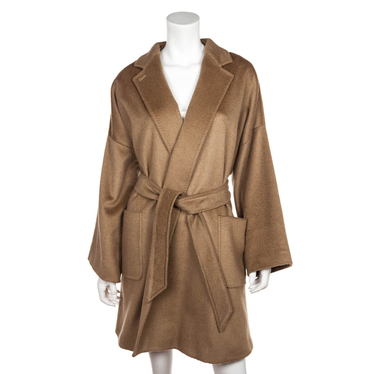 Max Mara Tan Camel Hair Belted Coat Size L | US 10 | IT 44 - Love that Bag etc - Preowned Authentic Designer Handbags & Preloved Fashions