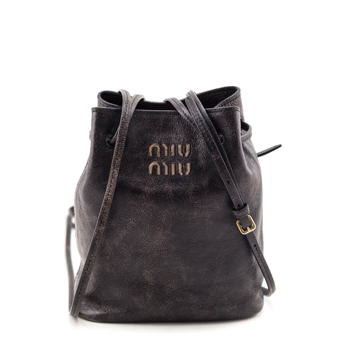 Miu Miu Coffee Distressed Nappa Pouch - Love that Bag etc - Preowned Authentic Designer Handbags & Preloved Fashions