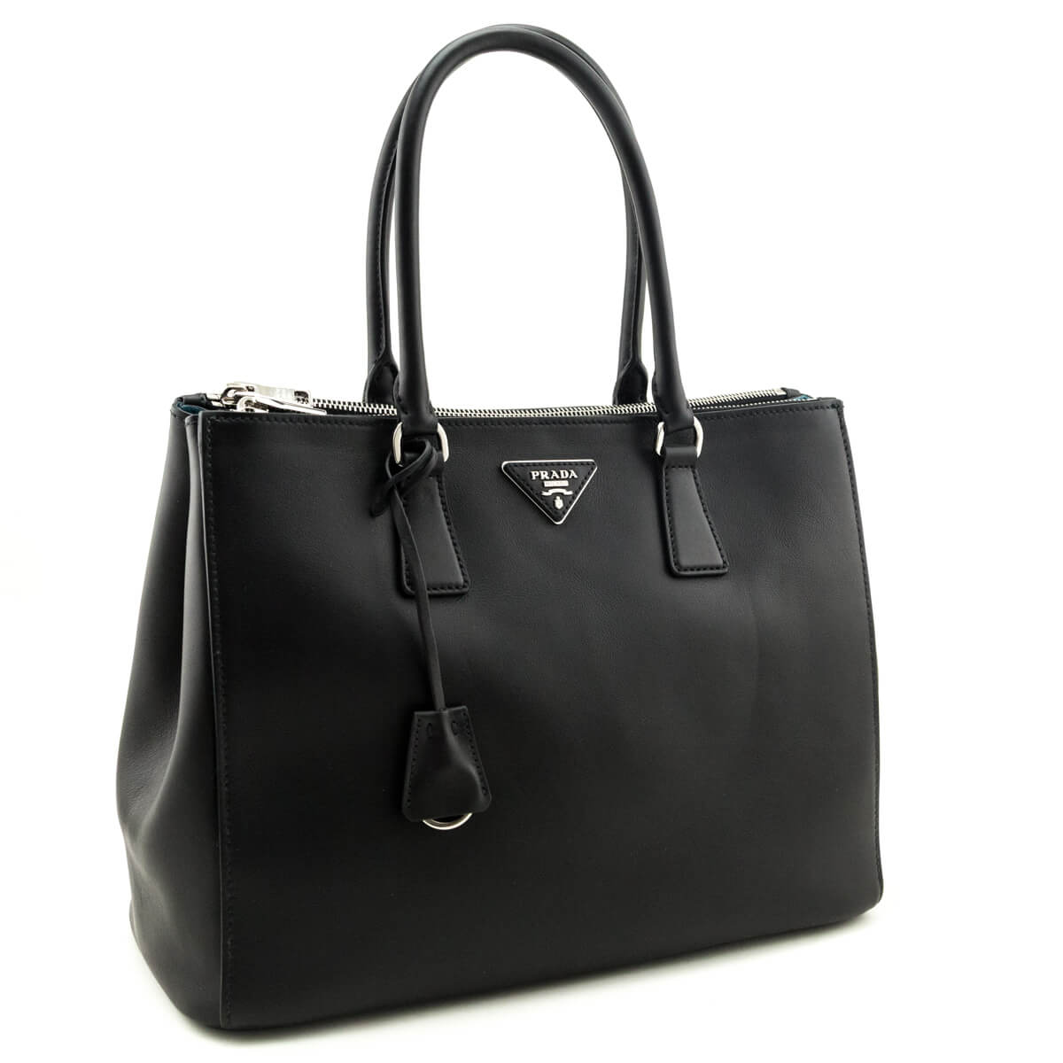 Prada Black City Calf Medium Galleria Double Zip Tote - Love that Bag etc - Preowned Authentic Designer Handbags & Preloved Fashions