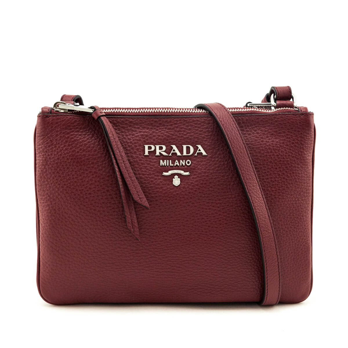 Prada Cerise Vitello Phenix Double Zip Crossbody Bag - Love that Bag etc - Preowned Authentic Designer Handbags & Preloved Fashions