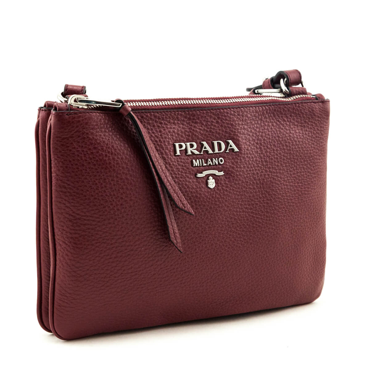 Prada Cerise Vitello Phenix Double Zip Crossbody Bag - Love that Bag etc - Preowned Authentic Designer Handbags & Preloved Fashions