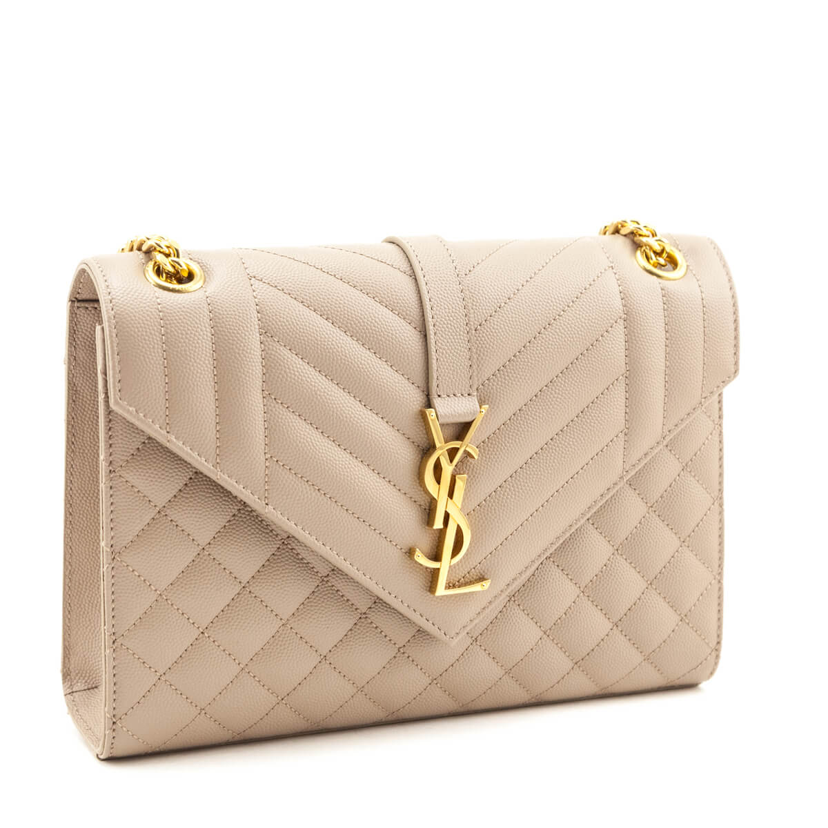 Saint Laurent Beige Grain De Poudre Mixed Matelasse Triquilt Medium Monogram Satchel - Love that Bag etc - Preowned Authentic Designer Handbags & Preloved Fashions