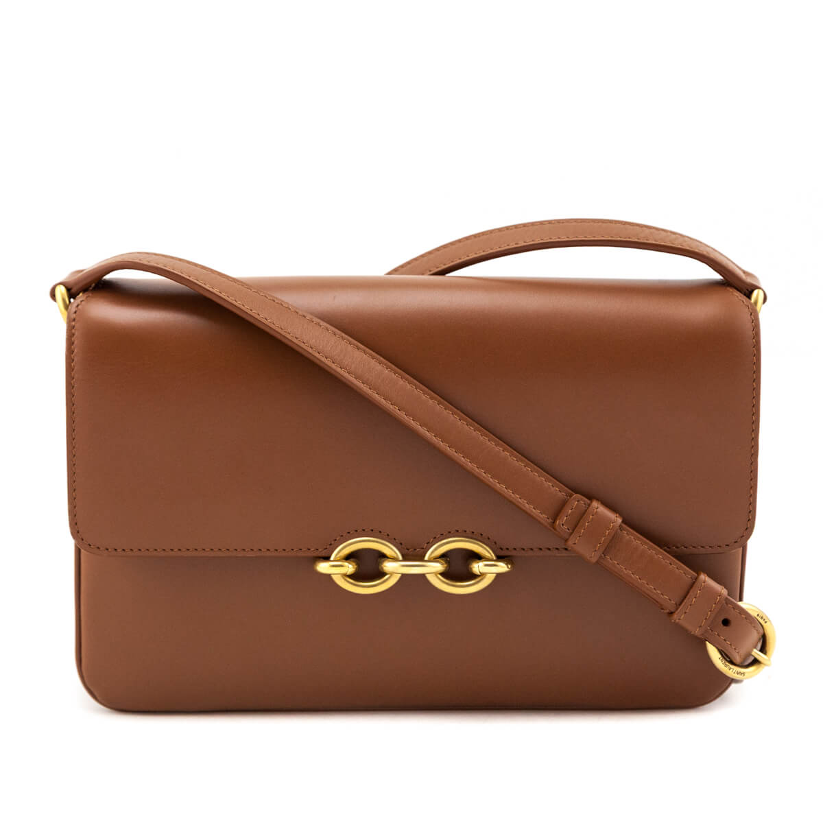 Saint Laurent Brown Smooth Calfskin Le Maillon Satchel - Love that Bag etc - Preowned Authentic Designer Handbags & Preloved Fashions