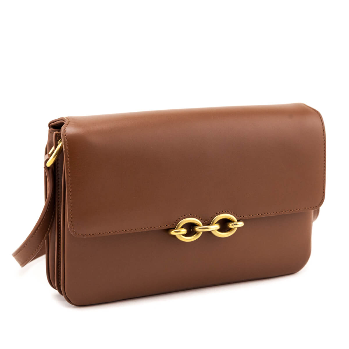 Saint Laurent Brown Smooth Calfskin Le Maillon Satchel - Love that Bag etc - Preowned Authentic Designer Handbags & Preloved Fashions