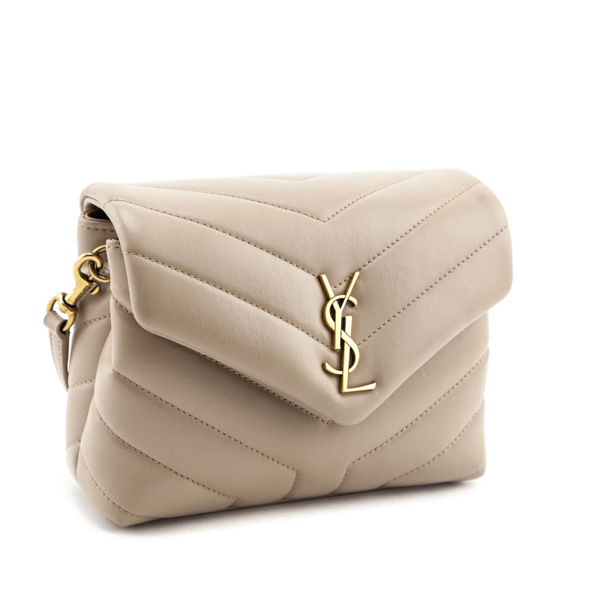 Saint Laurent Dark Beige Calfskin Y Quilted Monogram Toy Loulou Crossbody Bag - Love that Bag etc - Preowned Authentic Designer Handbags & Preloved Fashions