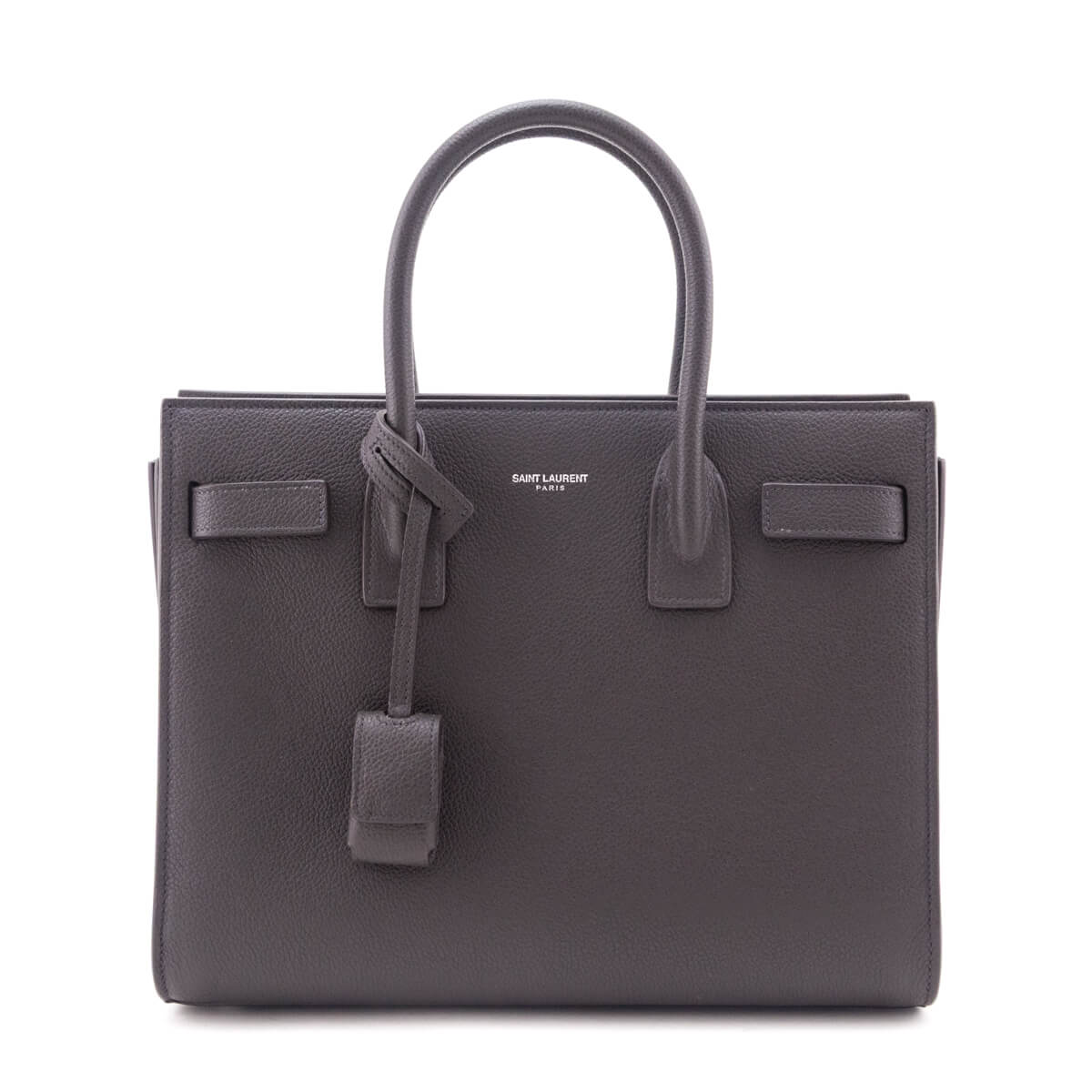 Saint Laurent Dark Gray Grained Calfskin Baby Sac De Jour - Love that Bag etc - Preowned Authentic Designer Handbags & Preloved Fashions