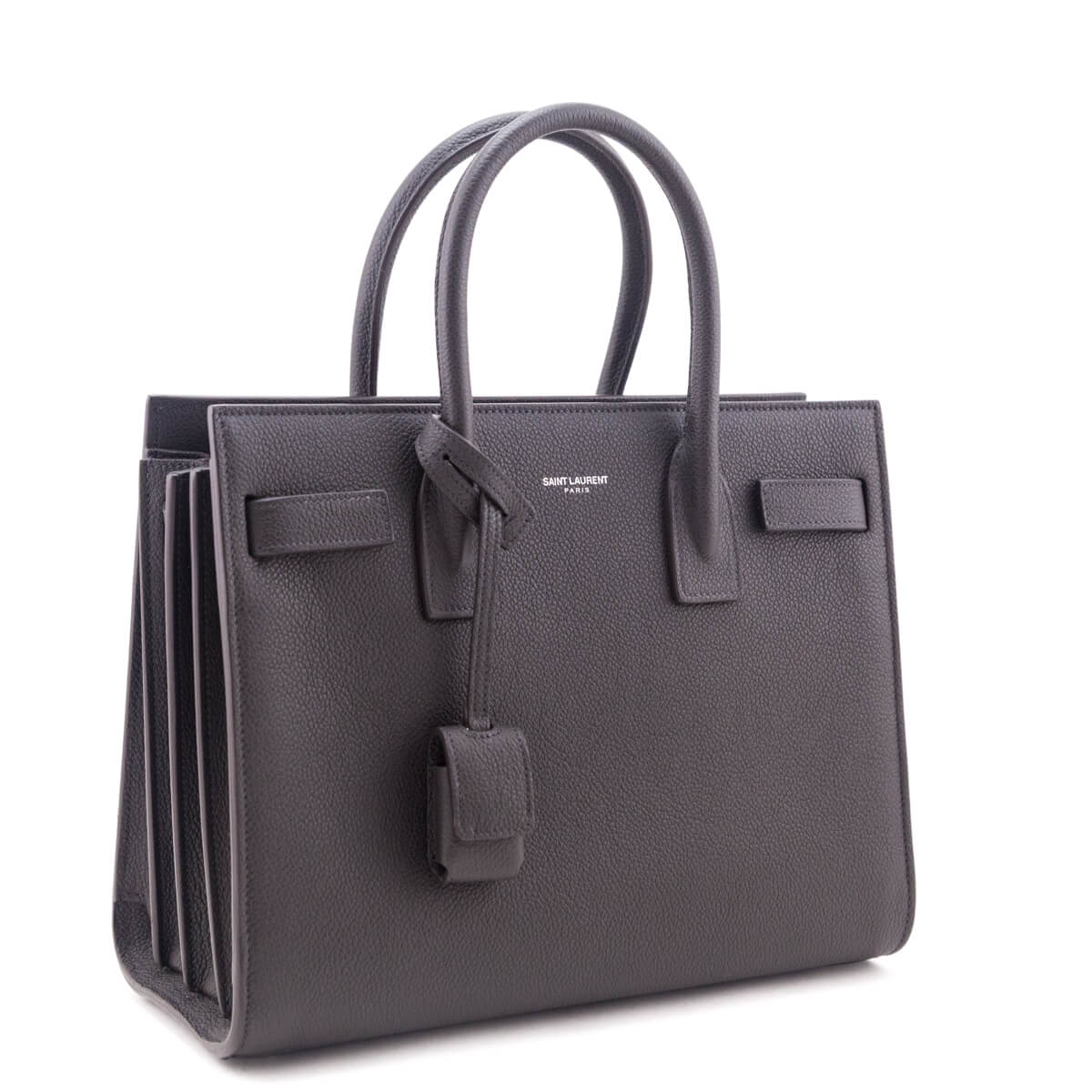 Saint Laurent Dark Gray Grained Calfskin Baby Sac De Jour - Love that Bag etc - Preowned Authentic Designer Handbags & Preloved Fashions