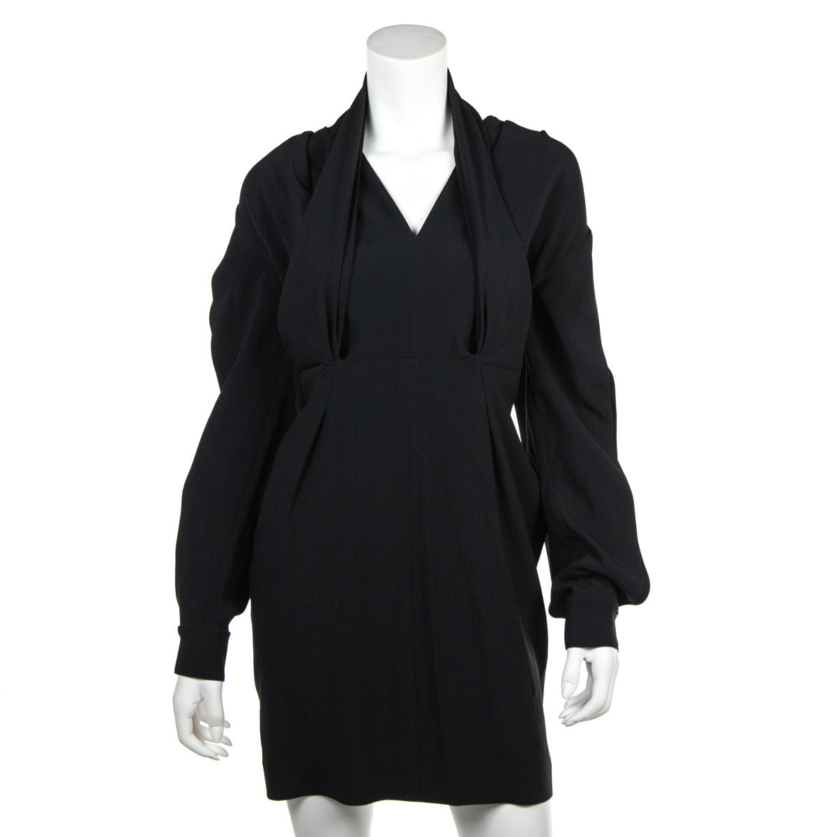 Stella McCartney Black Crepe V-Neck Long Sleeve Dress Size XXS | IT 38 - Love that Bag etc - Preowned Authentic Designer Handbags & Preloved Fashions