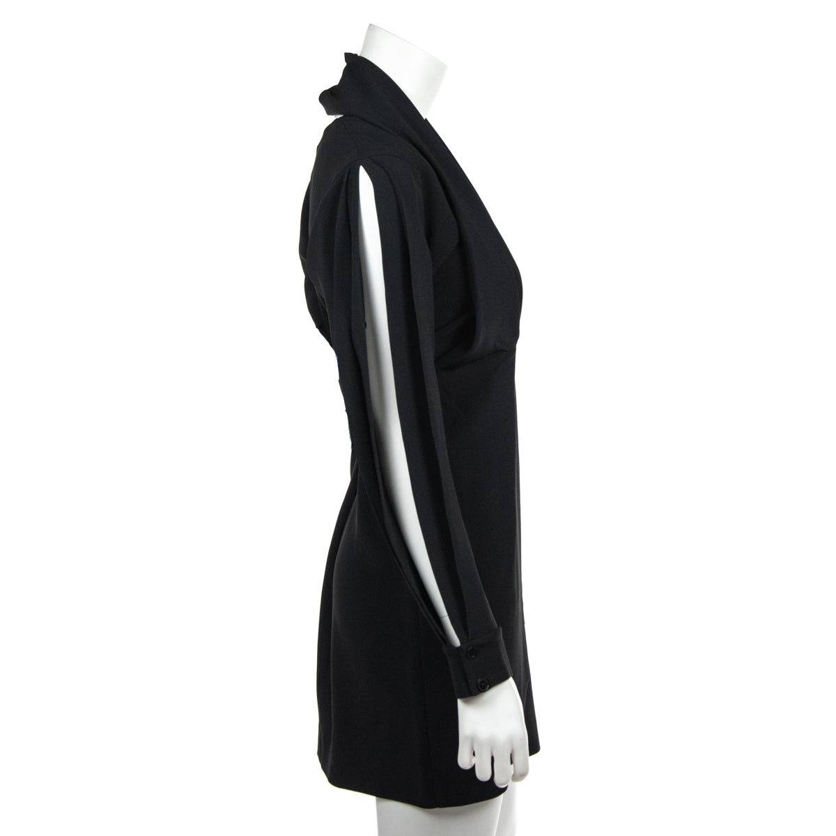 Stella McCartney Black Crepe V-Neck Long Sleeve Dress Size XXS | IT 38 - Love that Bag etc - Preowned Authentic Designer Handbags & Preloved Fashions