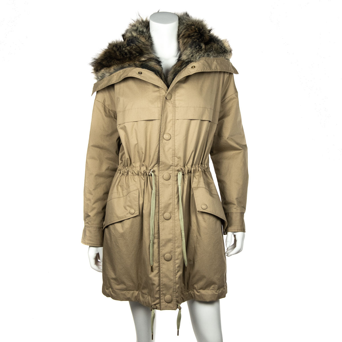 Stella McCartney Beige Faux Fur Parka Size XXS | IT 36 - Love that Bag etc - Preowned Authentic Designer Handbags & Preloved Fashions