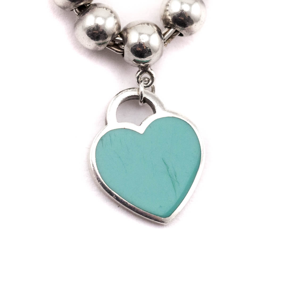 Tiffany Sterling Silver Blue Enamel Heart Tag Bead Bracelet Size S - Love that Bag etc - Preowned Authentic Designer Handbags & Preloved Fashions