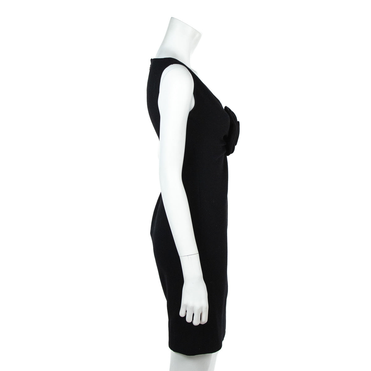 Valentino Black Virgin Wool Crepe Flower V-Neck Dress Size S - Love that Bag etc - Preowned Authentic Designer Handbags & Preloved Fashions